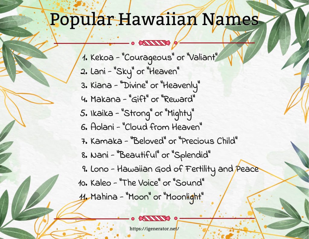Top Hawaiian Names in 2023