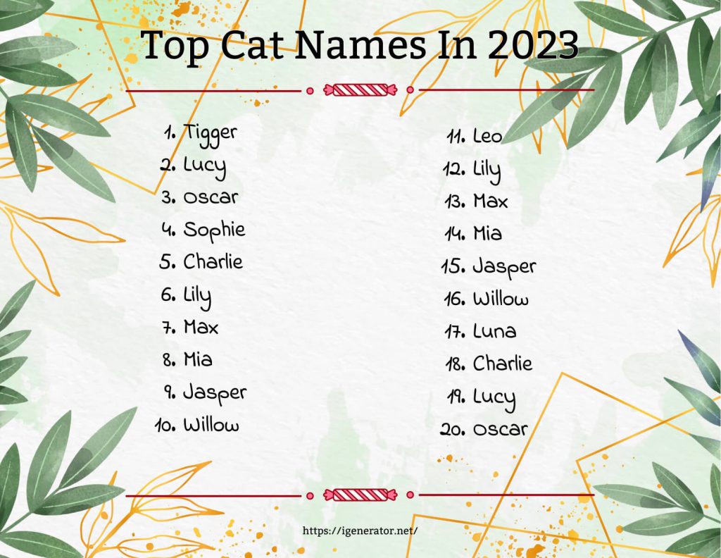 Top Cat Names in 2023 