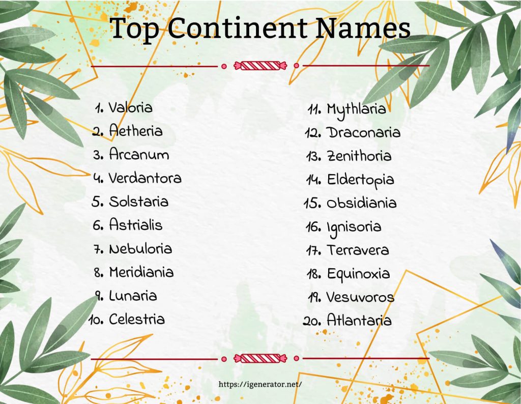 List of 20 Exceptionally Unique Random Continent Names