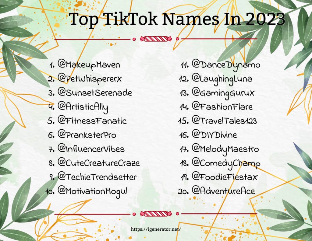 Top TikTok Names Ever