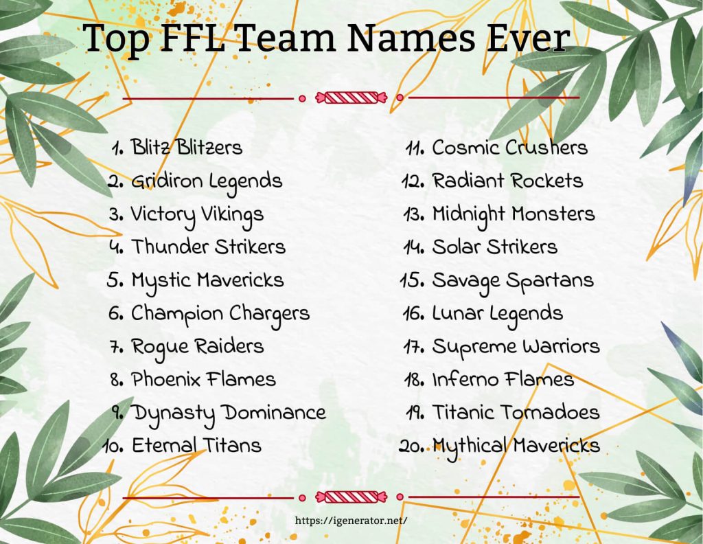 Top 20 Awesome Fantasy Football Team Names