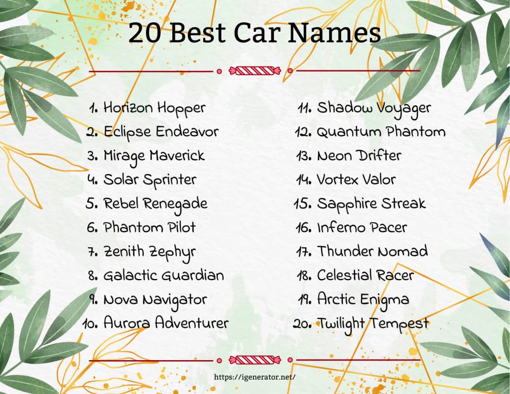 20 Best Fake Car Names Ever