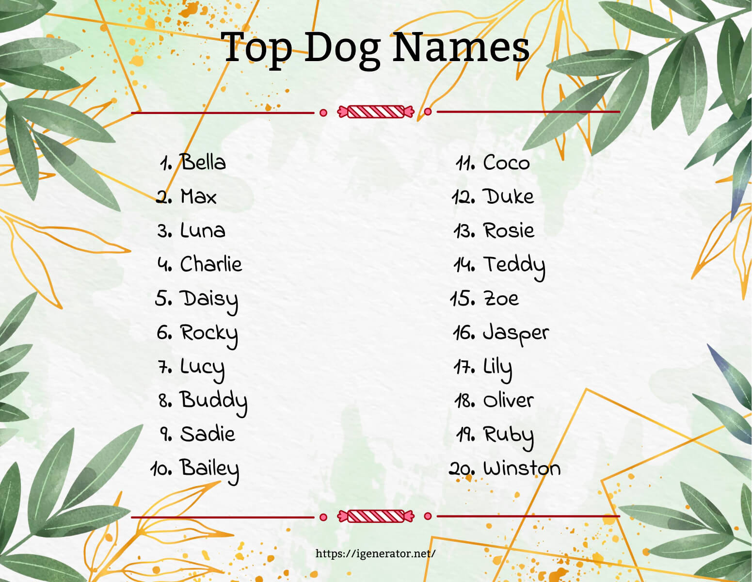 Dog Name Generator 1608 Dogs Name Ideas