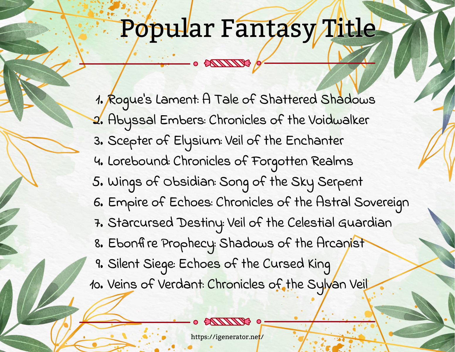 Fantasy Title Generator | 461 Fantasy Book Title Ideas