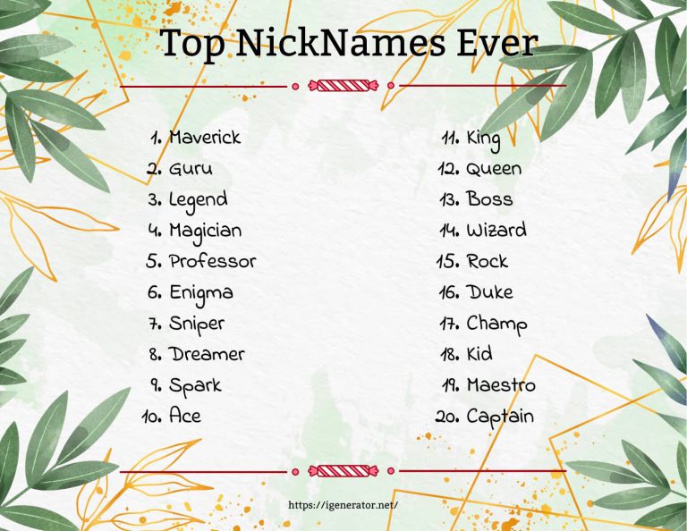 Nickname Generator 541 Nick Name Ideas