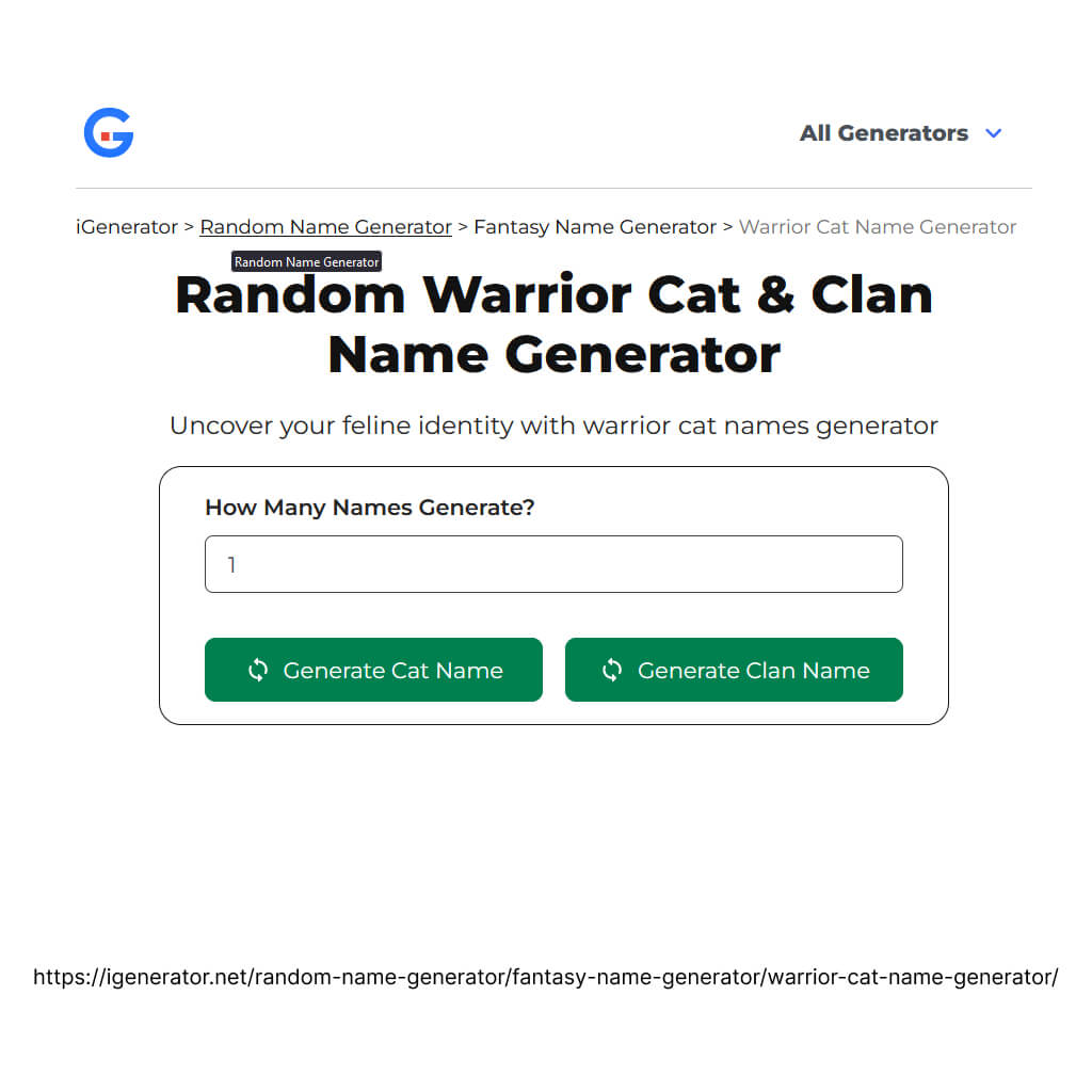 Female warrior cat name generator