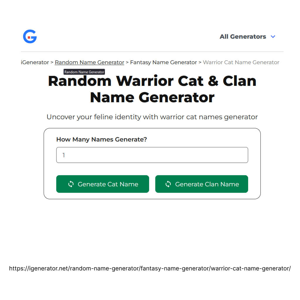 Warrior Cats Name Generator