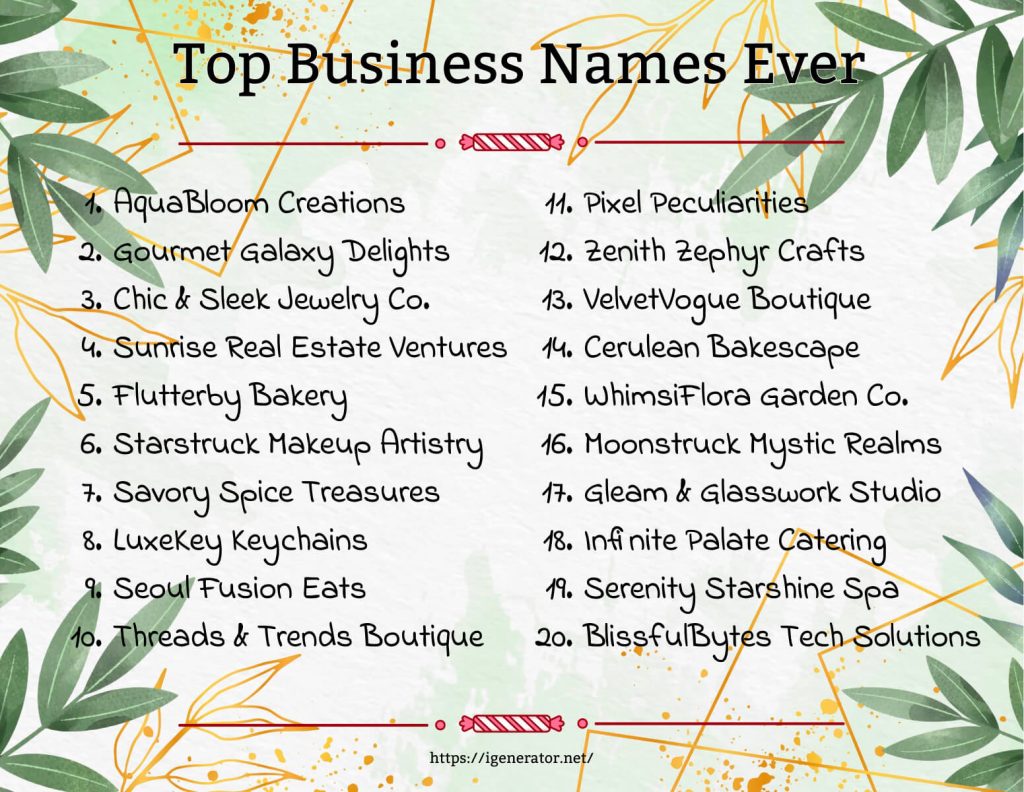 The Top 20 Random Business Names