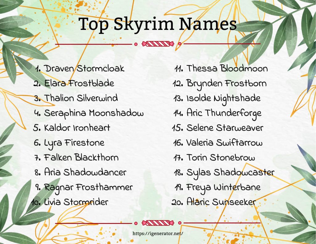 Best Skyrim Names