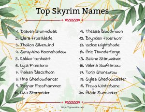 Skyrim Character Name Generator | 1200 Skyrim Names Ideas
