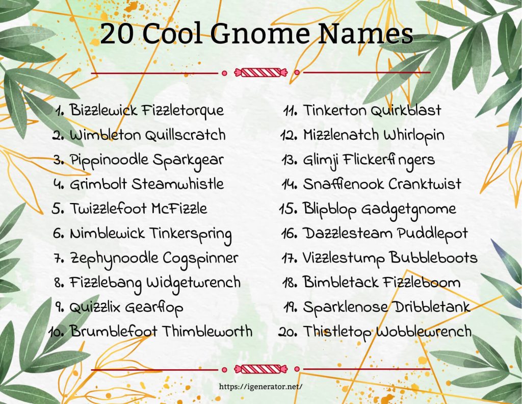 20 Cool Gnome Names