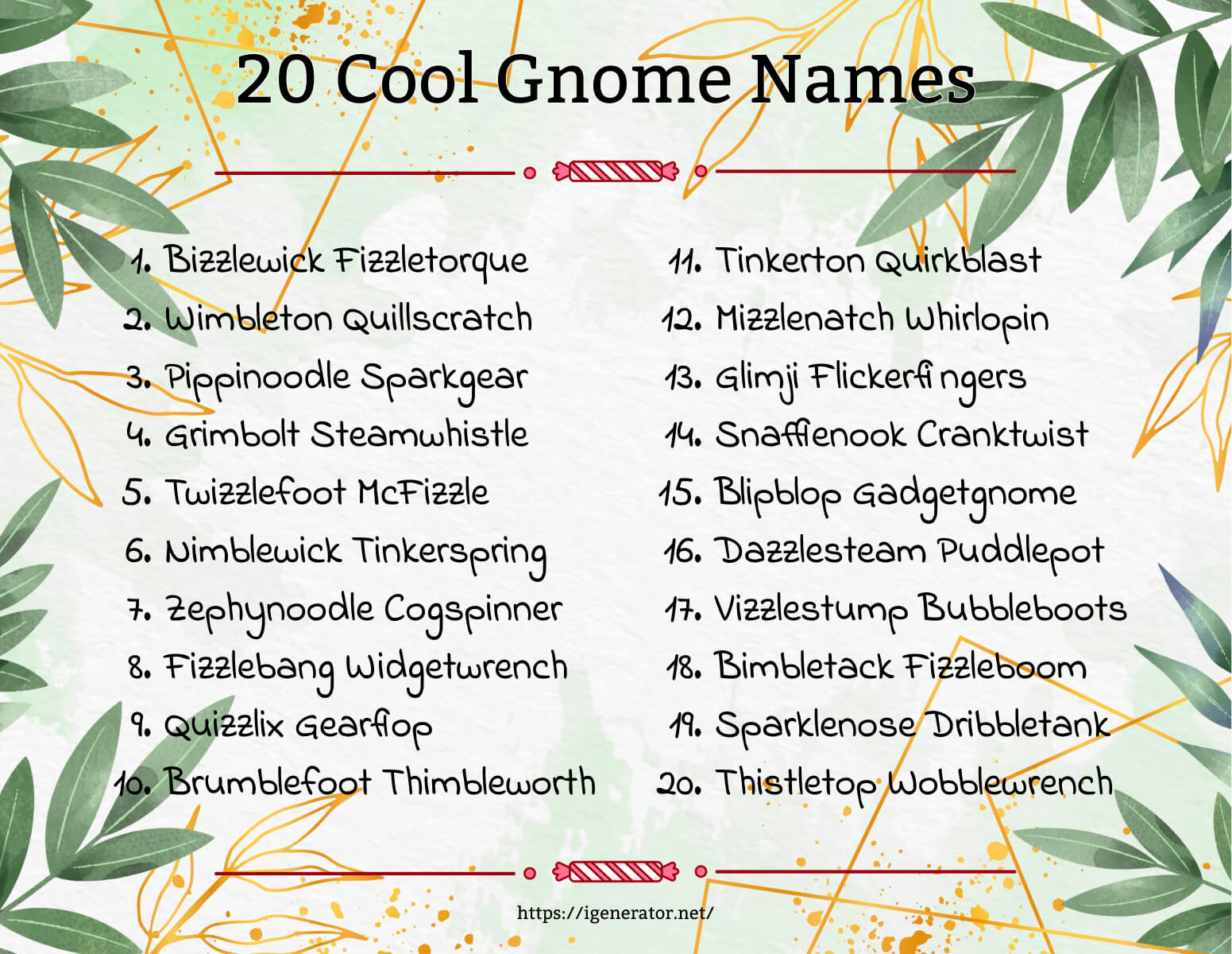 Gnome Name Generator | 461 Gnome Name Ideas